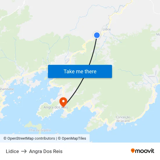 Lidice to Angra Dos Reis map