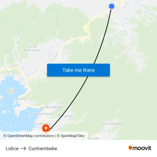 Lidice to Cunhambebe map