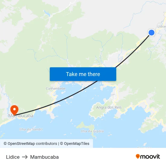 Lidice to Mambucaba map