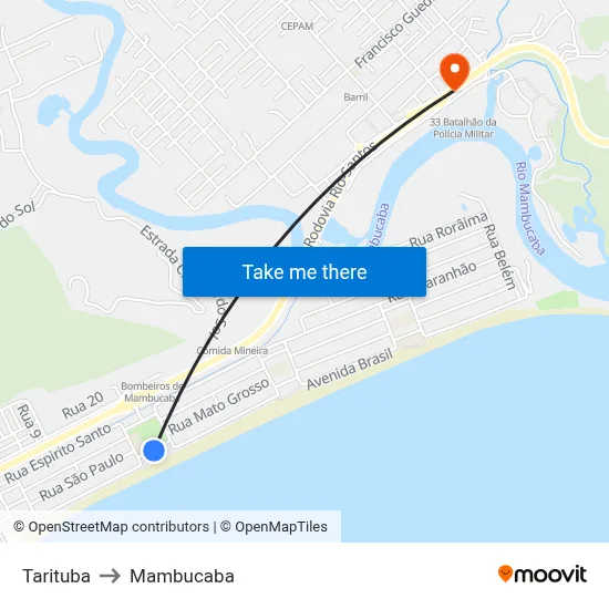 Tarituba to Mambucaba map