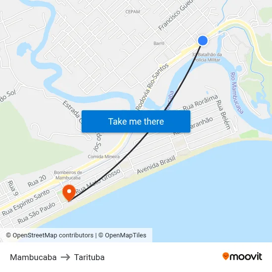 Mambucaba to Tarituba map