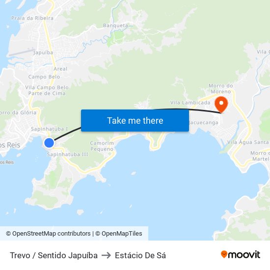 Trevo / Sentido Japuíba to Estácio De Sá map