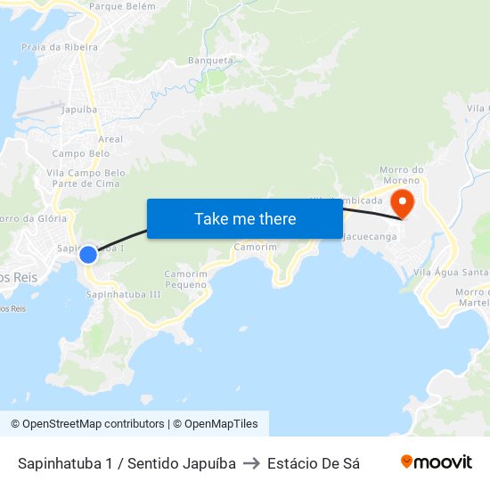 Sapinhatuba 1 / Sentido Japuíba to Estácio De Sá map