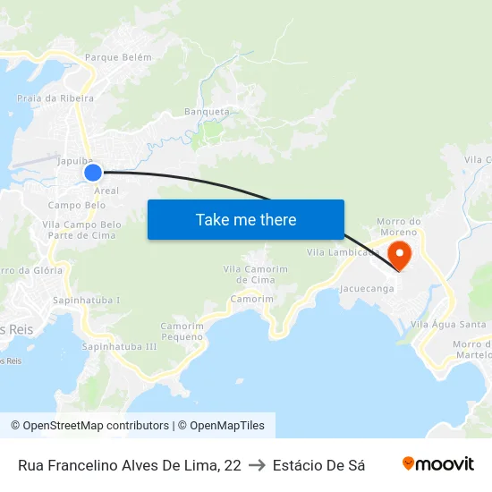 Rua Francelino Alves De Lima, 22 to Estácio De Sá map