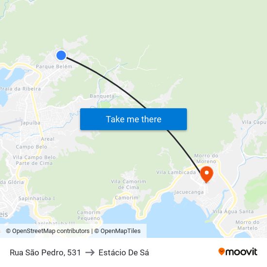 Rua São Pedro, 531 to Estácio De Sá map