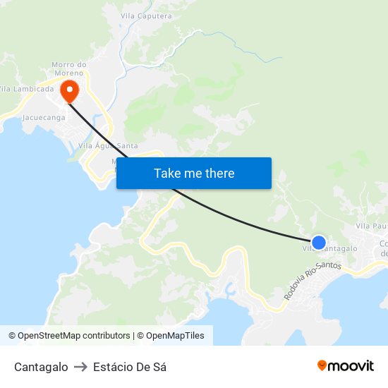 Cantagalo to Estácio De Sá map