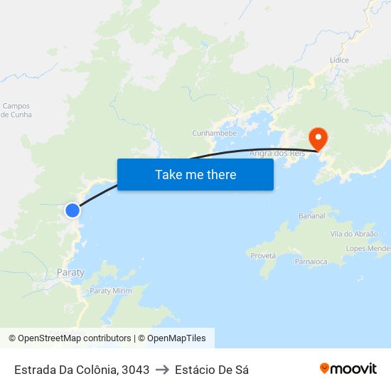 Estrada Da Colônia, 3043 to Estácio De Sá map