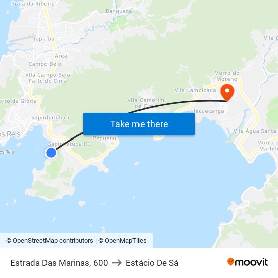 Estrada Das Marinas, 600 to Estácio De Sá map