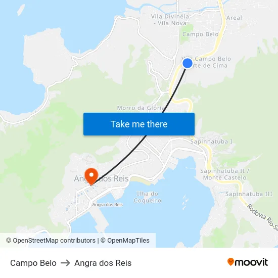 Campo Belo to Angra dos Reis map