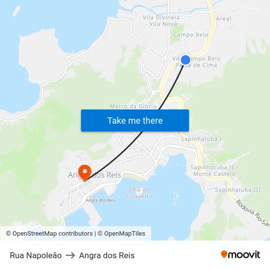 Rua Napoleão to Angra dos Reis map