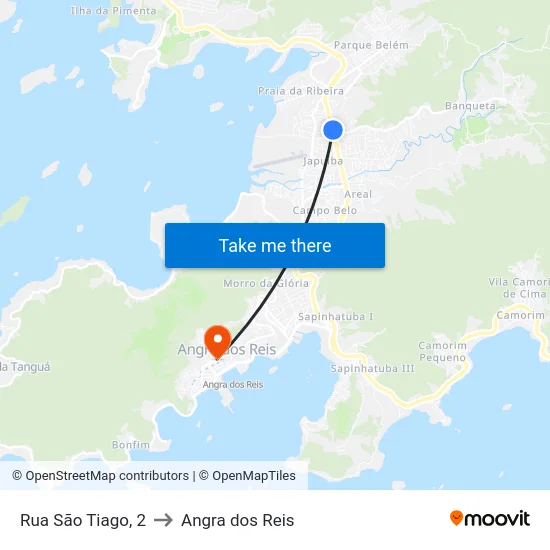 Rua São Tiago, 2 to Angra dos Reis map