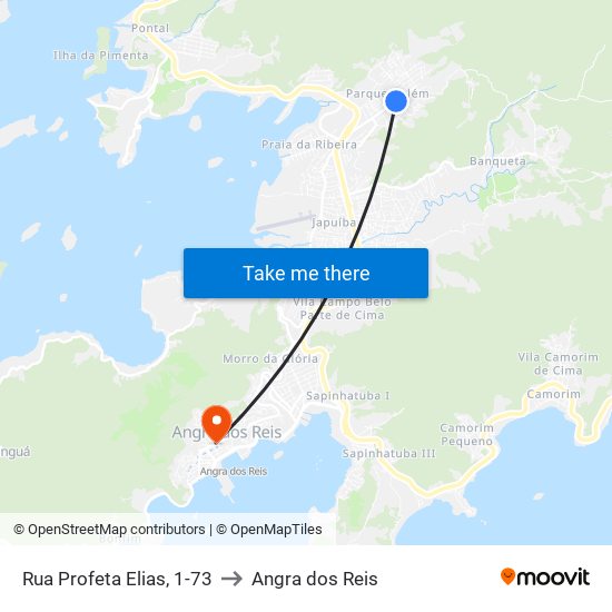 Rua Profeta Elias, 1-73 to Angra dos Reis map