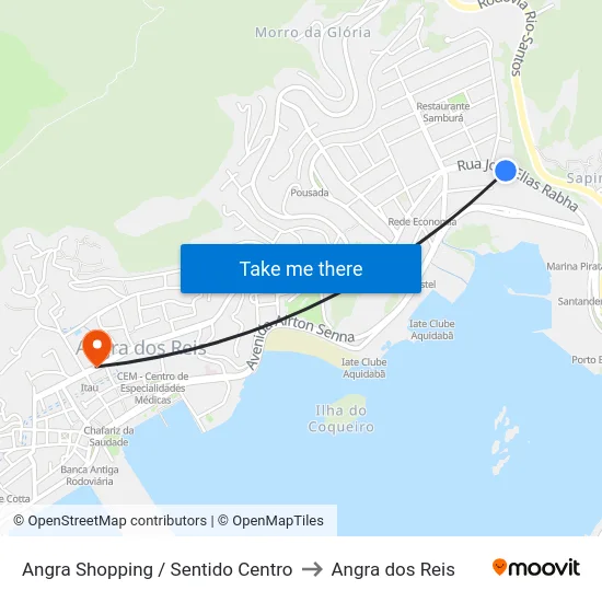 Angra Shopping / Sentido Centro to Angra dos Reis map