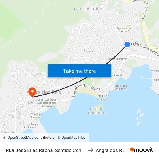 Rua José Elías Rabha, Sentido Centro to Angra dos Reis map