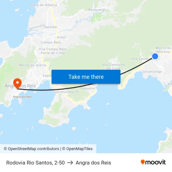 Rodovia Rio Santos, 2-50 to Angra dos Reis map