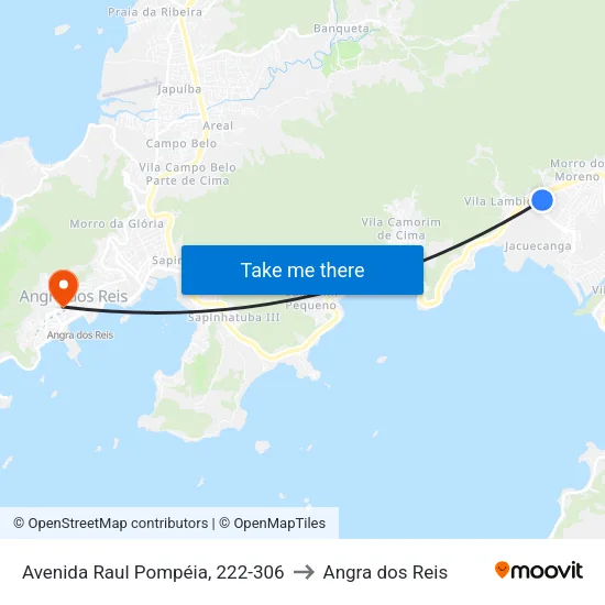 Avenida Raul Pompéia, 222-306 to Angra dos Reis map