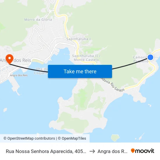 Rua Nossa Senhora Aparecida, 405-415 to Angra dos Reis map