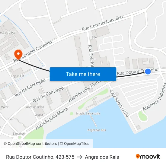 Rua Doutor Coutinho, 423-575 to Angra dos Reis map