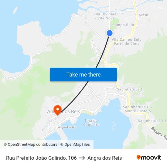 Rua Prefeito João Galindo, 106 to Angra dos Reis map