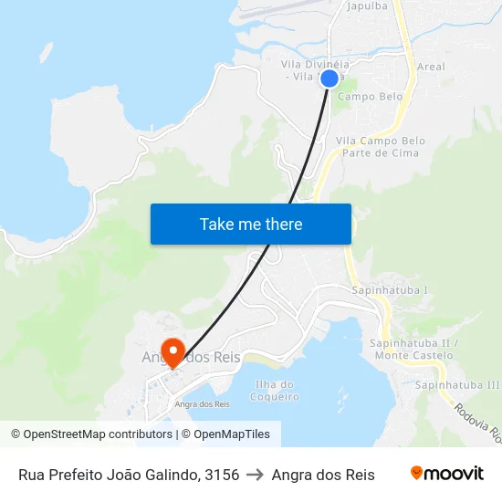 Rua Prefeito João Galindo, 3156 to Angra dos Reis map