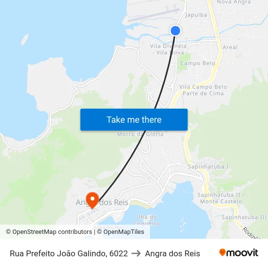 Rua Prefeito João Galindo, 6022 to Angra dos Reis map
