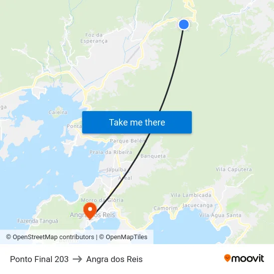 Ponto Final 203 to Angra dos Reis map