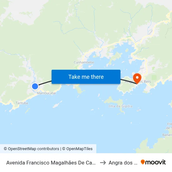 Avenida Francisco Magalhães De Castro, 1330 to Angra dos Reis map