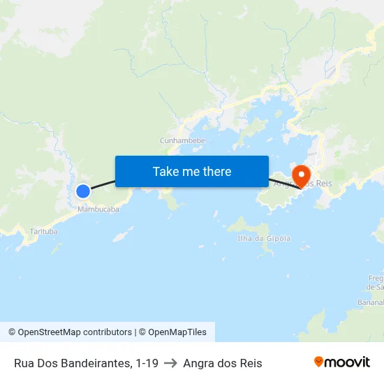 Rua Dos Bandeirantes, 1-19 to Angra dos Reis map