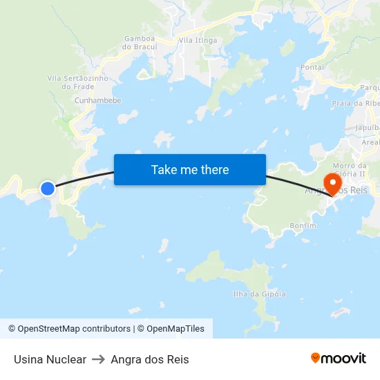 Usina Nuclear to Angra dos Reis map