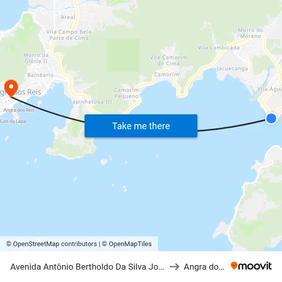 Avenida Antônio Bertholdo Da Silva Jordão, 5298-6254 to Angra dos Reis map