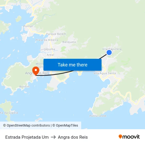 Estrada Projetada Um to Angra dos Reis map