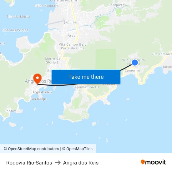Rodovia Rio-Santos to Angra dos Reis map