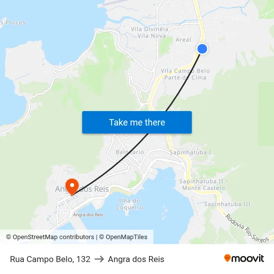 Rua Campo Belo, 132 to Angra dos Reis map