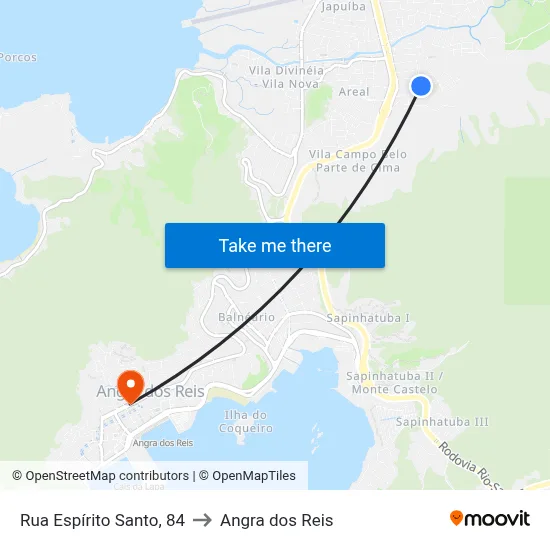 Rua Espírito Santo, 84 to Angra dos Reis map