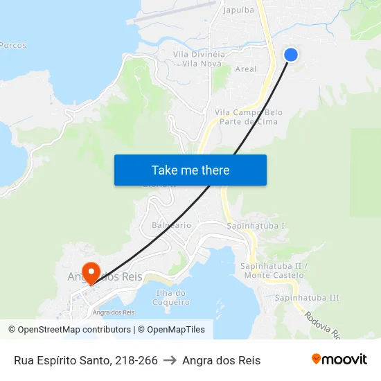 Rua Espírito Santo, 218-266 to Angra dos Reis map