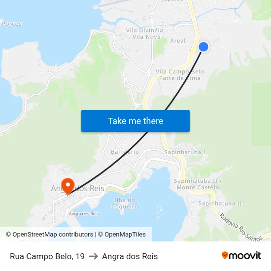 Rua Campo Belo, 19 to Angra dos Reis map