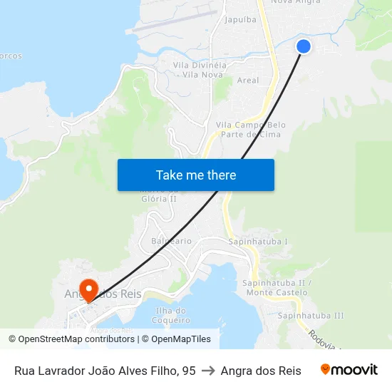 Rua Lavrador João Alves Filho, 95 to Angra dos Reis map