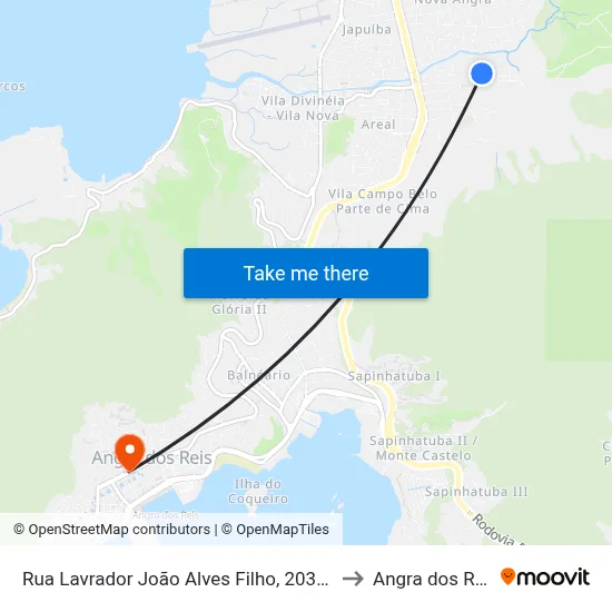 Rua Lavrador João Alves Filho, 203-265 to Angra dos Reis map