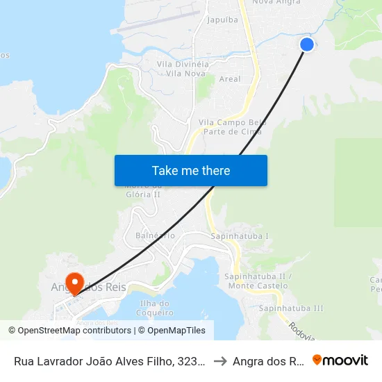Rua Lavrador João Alves Filho, 323-413 to Angra dos Reis map