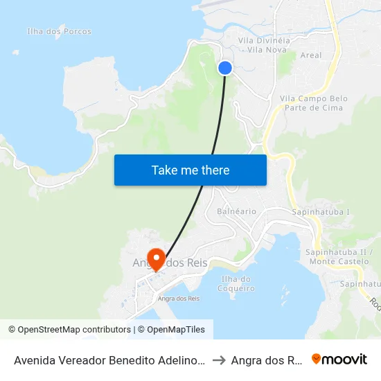 Avenida Vereador Benedito Adelino, 16 to Angra dos Reis map