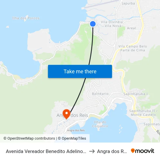 Avenida Vereador Benedito Adelino, 23 to Angra dos Reis map