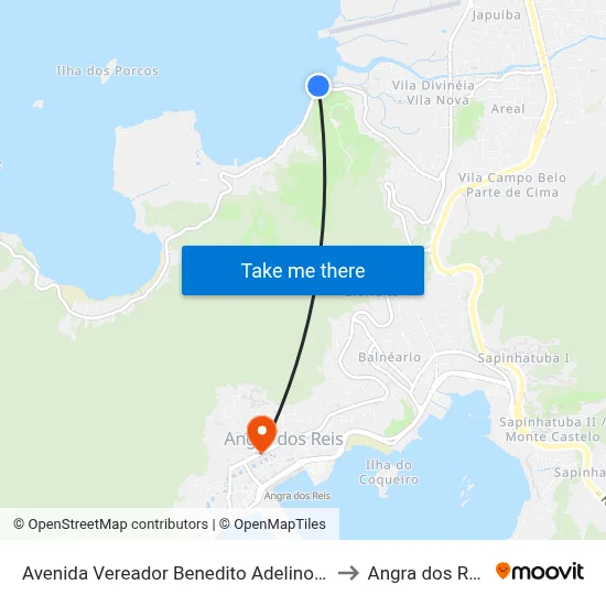 Avenida Vereador Benedito Adelino, 23 to Angra dos Reis map