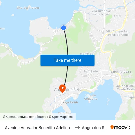 Avenida Vereador Benedito Adelino, 58 to Angra dos Reis map