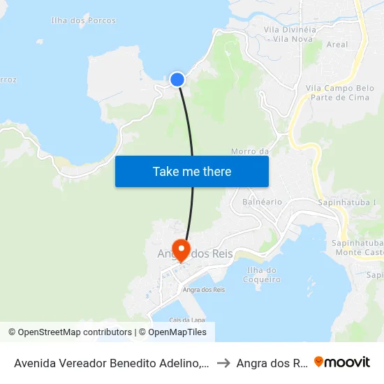 Avenida Vereador Benedito Adelino, 1310 to Angra dos Reis map