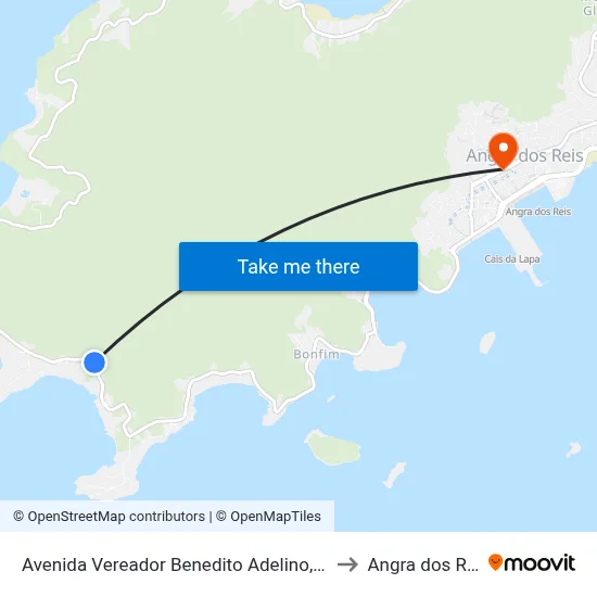 Avenida Vereador Benedito Adelino, 5425 to Angra dos Reis map