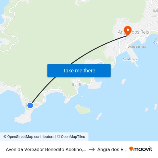 Avenida Vereador Benedito Adelino, 3333 to Angra dos Reis map