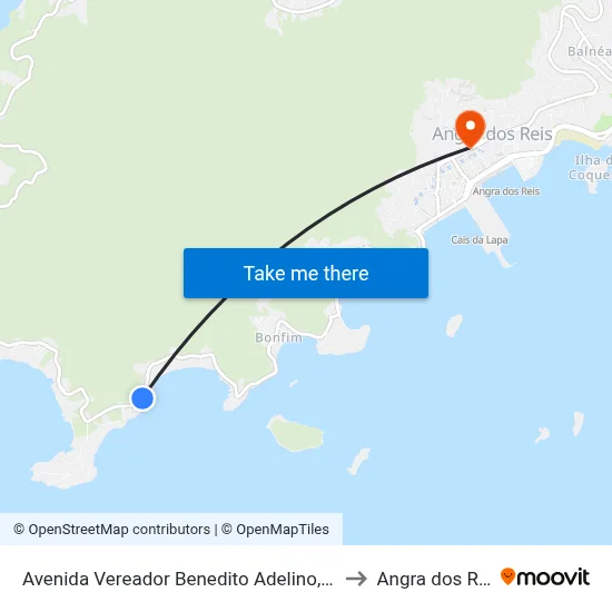 Avenida Vereador Benedito Adelino, 2900 to Angra dos Reis map