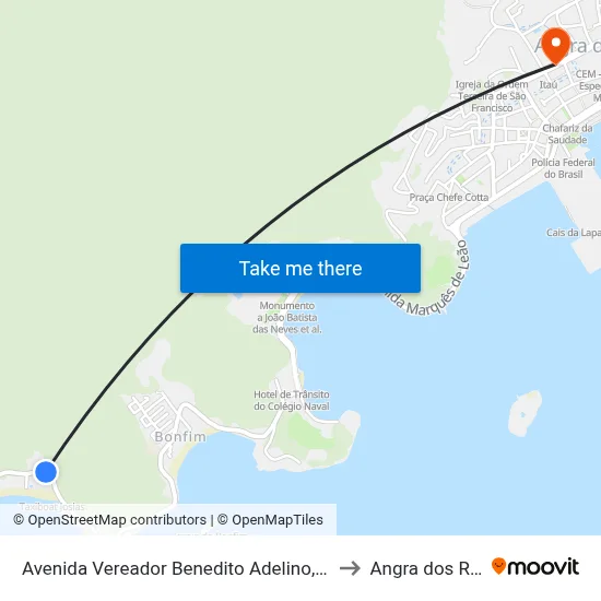 Avenida Vereador Benedito Adelino, 1393 to Angra dos Reis map