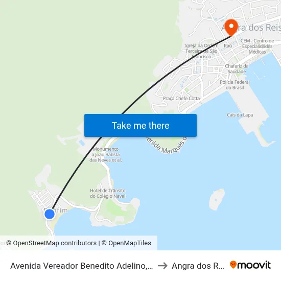 Avenida Vereador Benedito Adelino, 620 to Angra dos Reis map