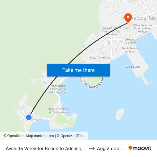 Avenida Vereador Benedito Adelino, 2-112 to Angra dos Reis map